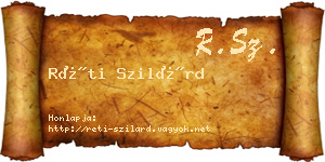 Réti Szilárd névjegykártya